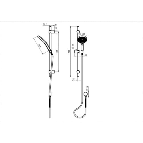 5 Piece The Gabe Hand-Held Shower Head Set