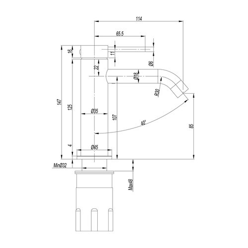 Elle Stainless Steel Basin Mixer Tap