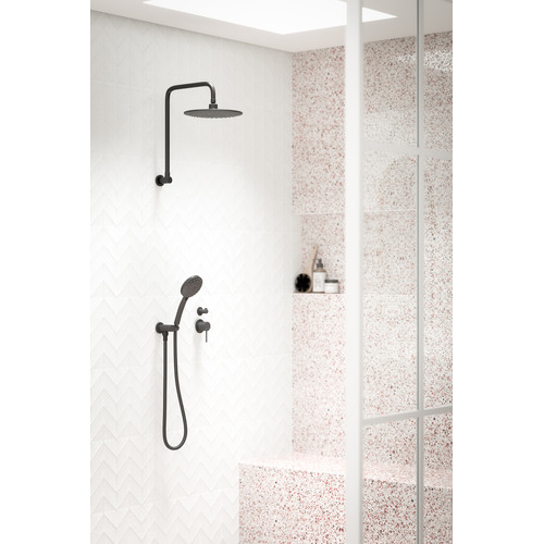 Loui Matte Black Round Shower Arm & Head