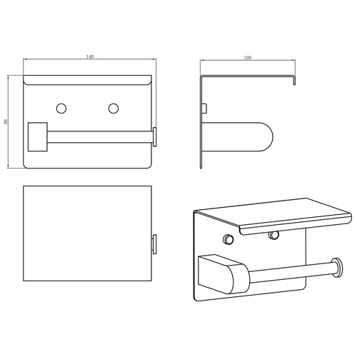 Elle Matte Black Stainless Steel Toilet Roll Holder
