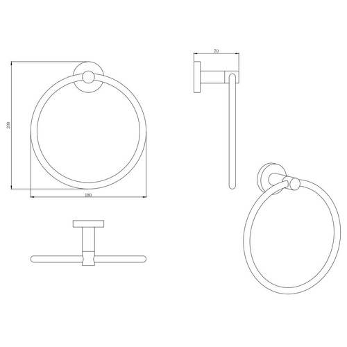 Elle Matte Black Towel Ring