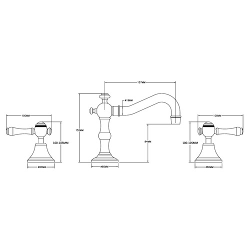 Augustine 150mm Basin Tap Set