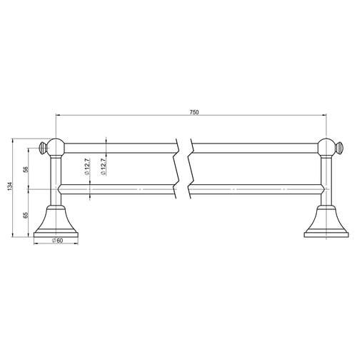 Augustine 800mm Double Towel Rail