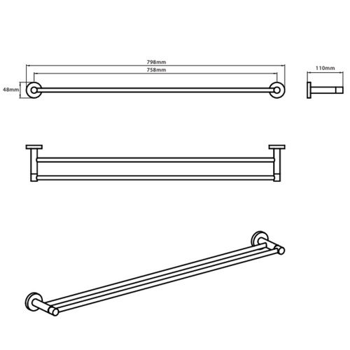 Elle Elite 800mm Copper Double Towel Rail