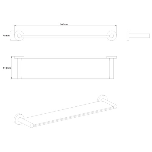 Elle Elite 500mm Copper Stainless Steel Shower Shelf