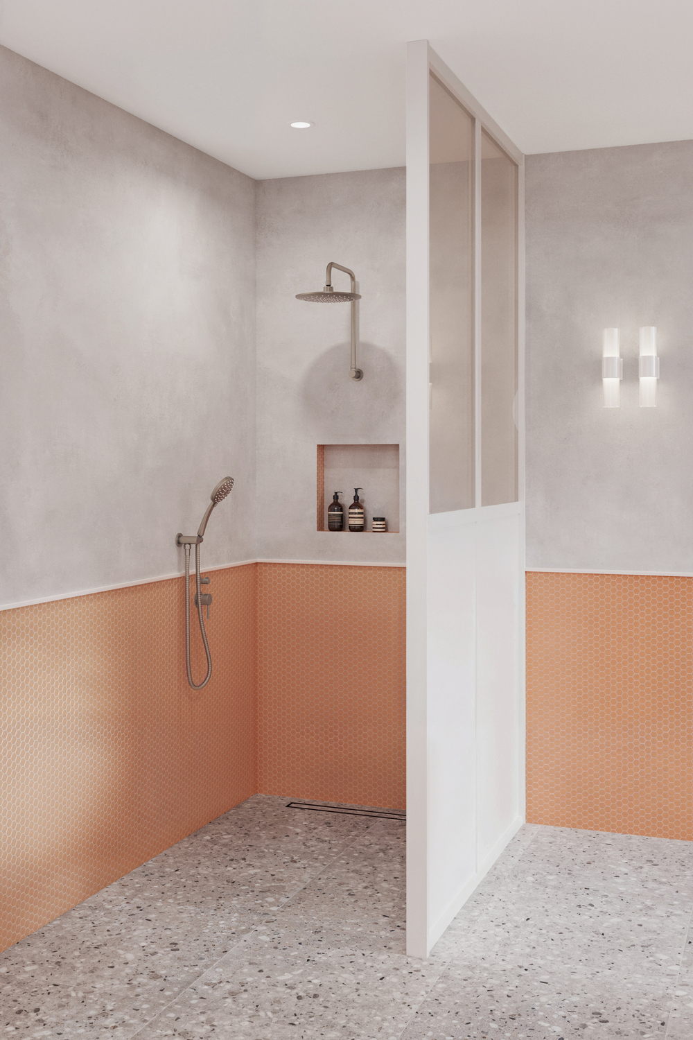 Loui Brushed Nickel Round Shower Arm & Head