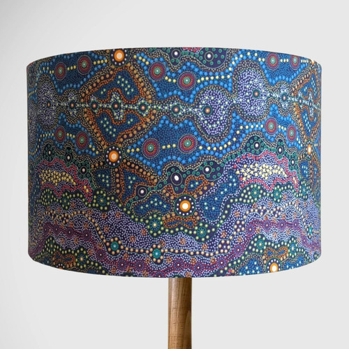 Yalke in Blue Aboriginal Lamp Shade