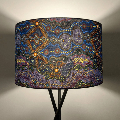 Yalke in Blue Aboriginal Lamp Shade
