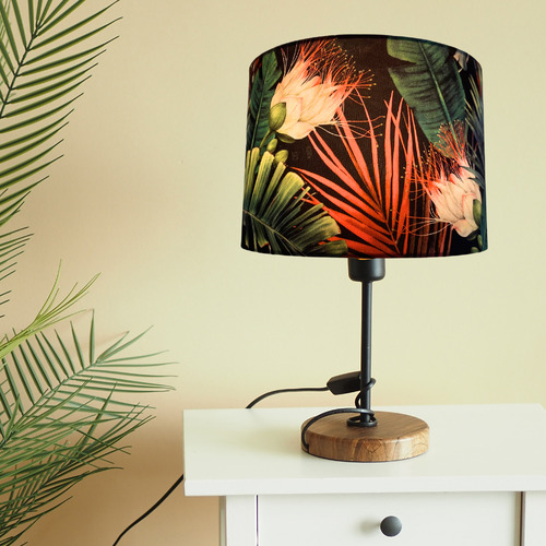 Black Floral Velvet Lamp Shade