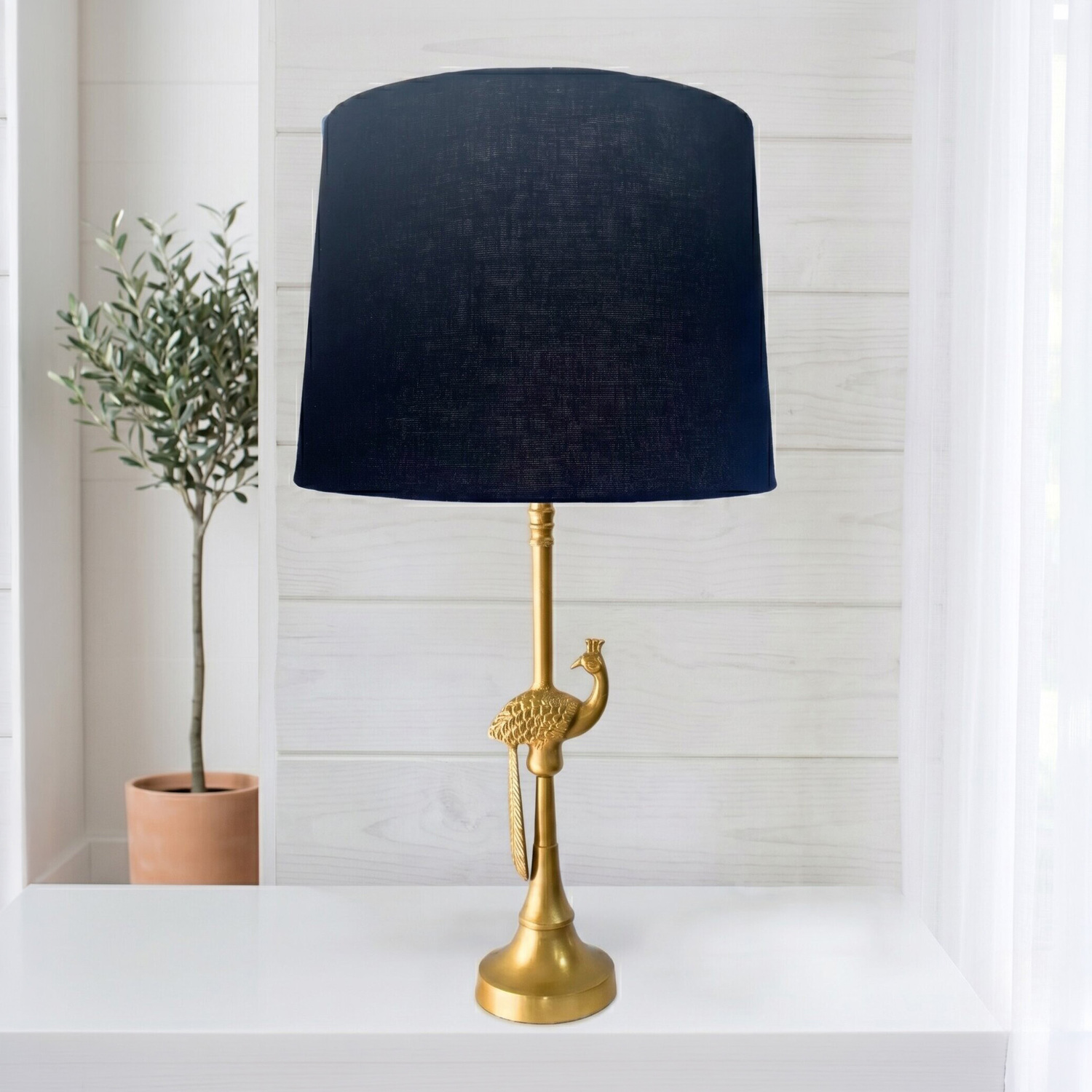 Lucia Linen Peacock Table Lamp