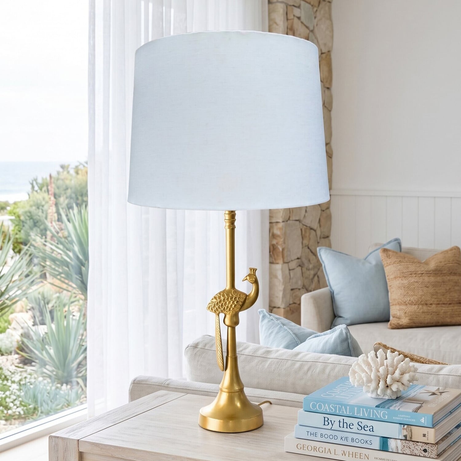 Lucia Linen Peacock Table Lamp