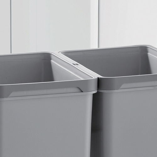Grey 56L Twin Slide Out Concealed Waste Bin