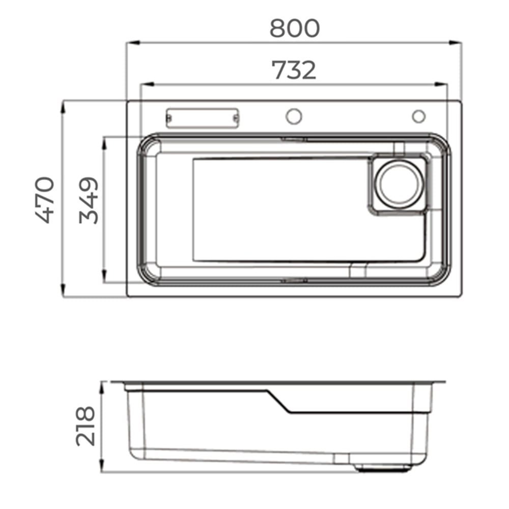 Belle Luxe 800mm Single Stainless Steel Kitchen Sink