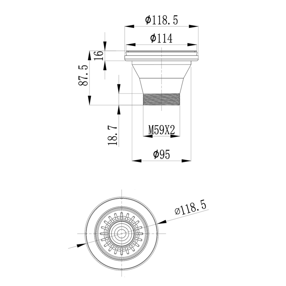 Round Stainless Steel Kitchen Sink Waster Strainer