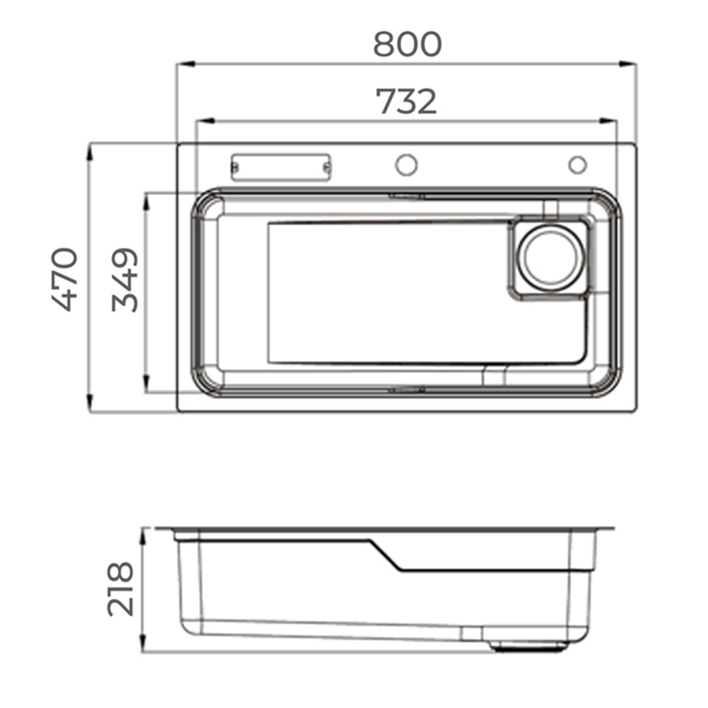 Belle Luxe 800mm Single Stainless Steel Kitchen Sink