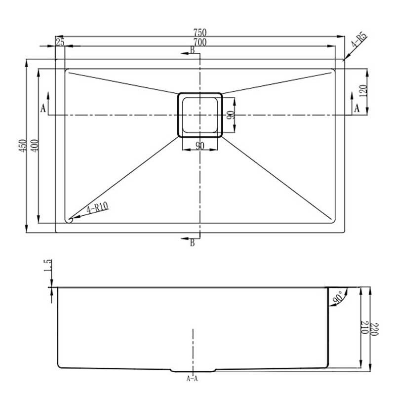 Vante 750mm Single Stainless Steel Kitchen Sink