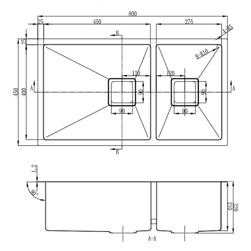Vante 800mm 1 & 1/2 Stainless Steel Kitchen Sink