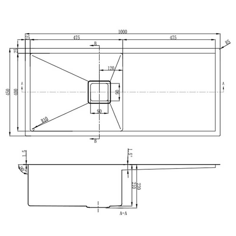 Vante 1000mm Single Kitchen Sink with Drainer