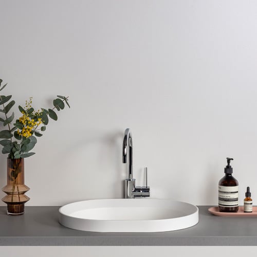 Matte White P&egrave;re Oval Semi Inset Basin