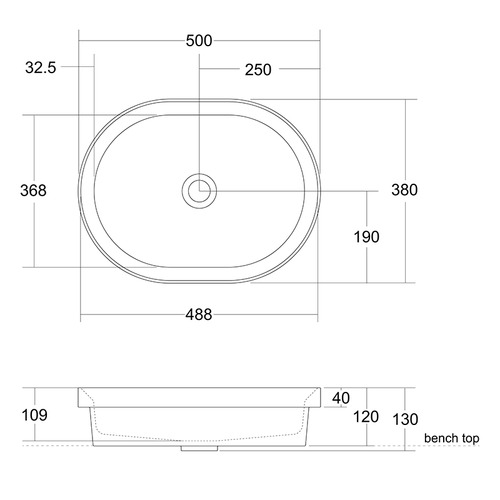 Matte White Pere Oval Above Counter Basin