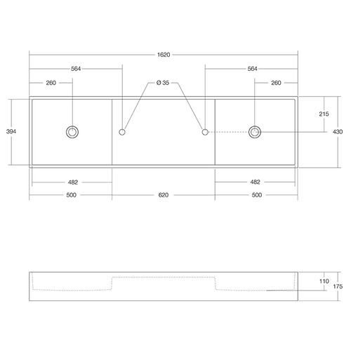 162cm Cdesign Double Bowl Basin