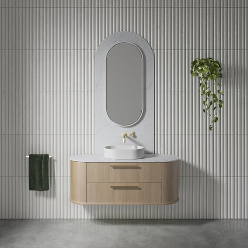 Lune 450mm Matte White Oval Solid Surface Above Counter Basin
