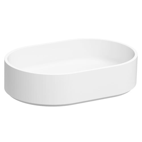 Lune 450mm Matte White Oval Solid Surface Above Counter Basin