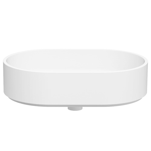 Lune 450mm Matte White Oval Solid Surface Above Counter Basin