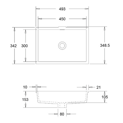 Sub 493mm Matte White Rectangle Solid Surface Undermount Basin