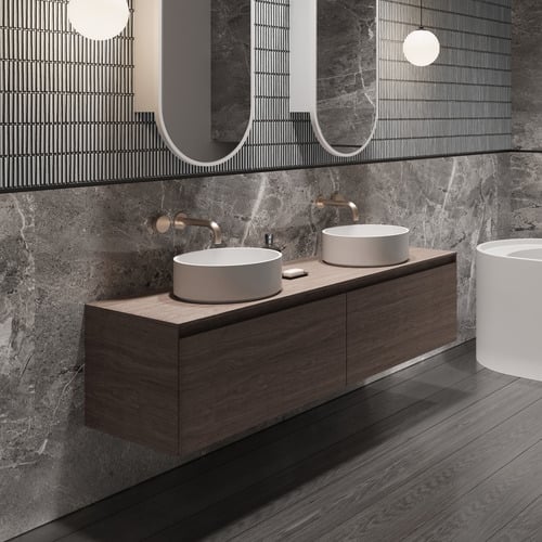 Lune 380mm Matte White Round Solid Surface Above Counter Basin