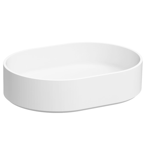 Lune 550mm Matte White Oval Solid Surface Above Counter Basin