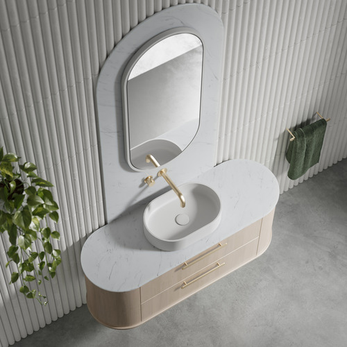 Lune 550mm Matte White Oval Solid Surface Above Counter Basin