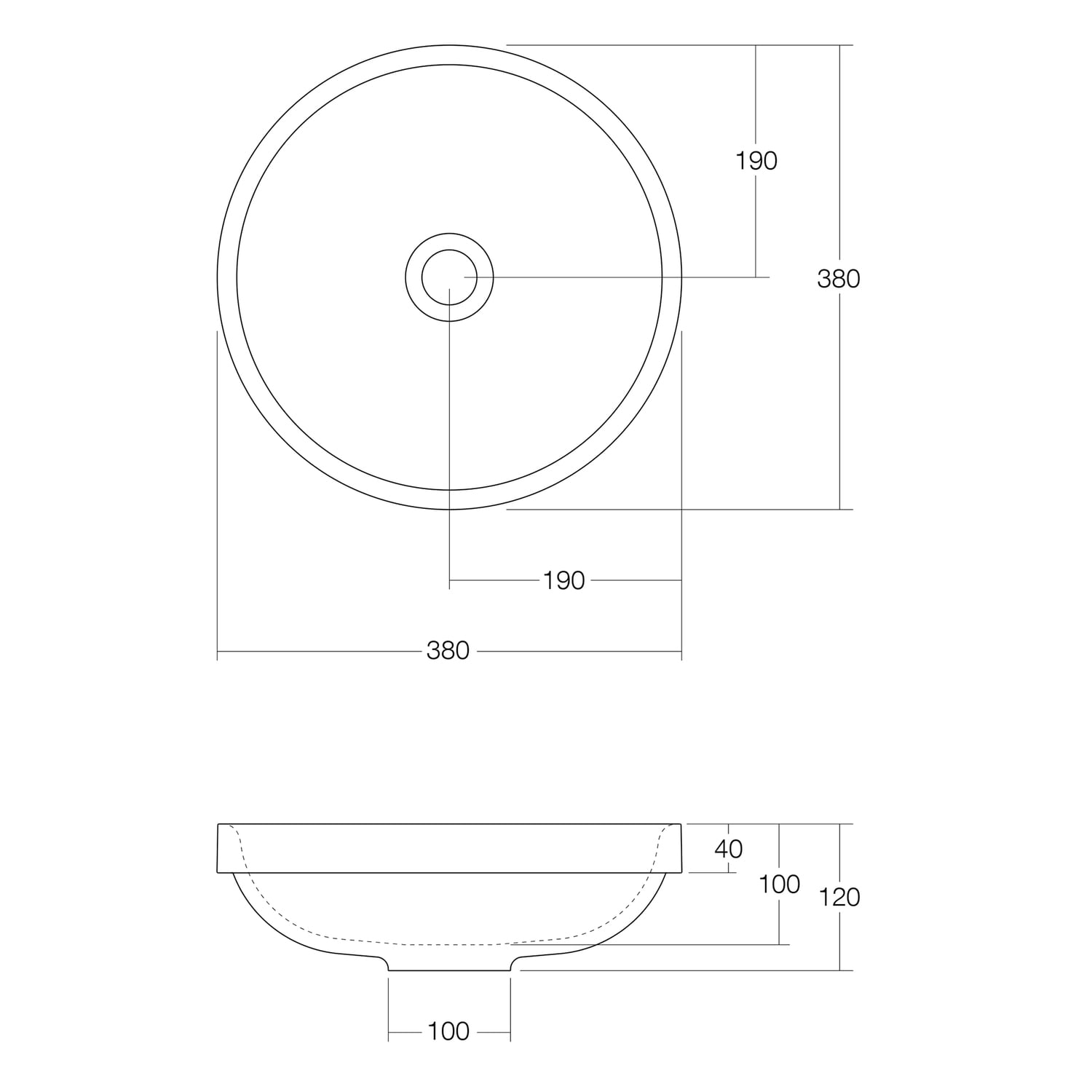 Benna 380mm Round Above Counter Basin