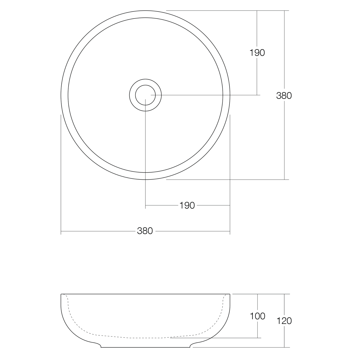 Benna 380mm Round Semi-Inset Basin