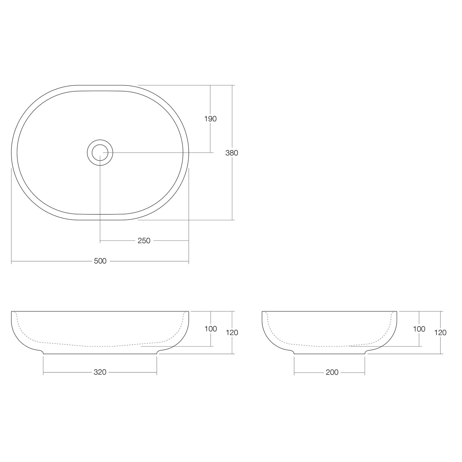 Benna 500mm Oval Above Counter Basin