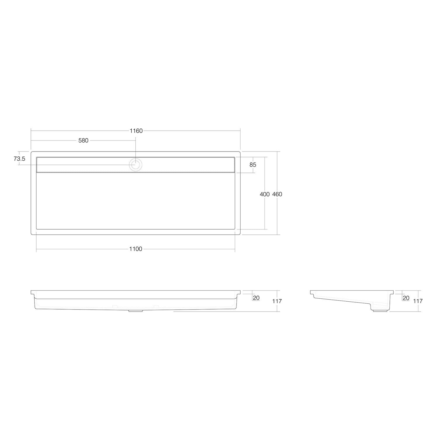 Elba 1160mm Matte White Washplane