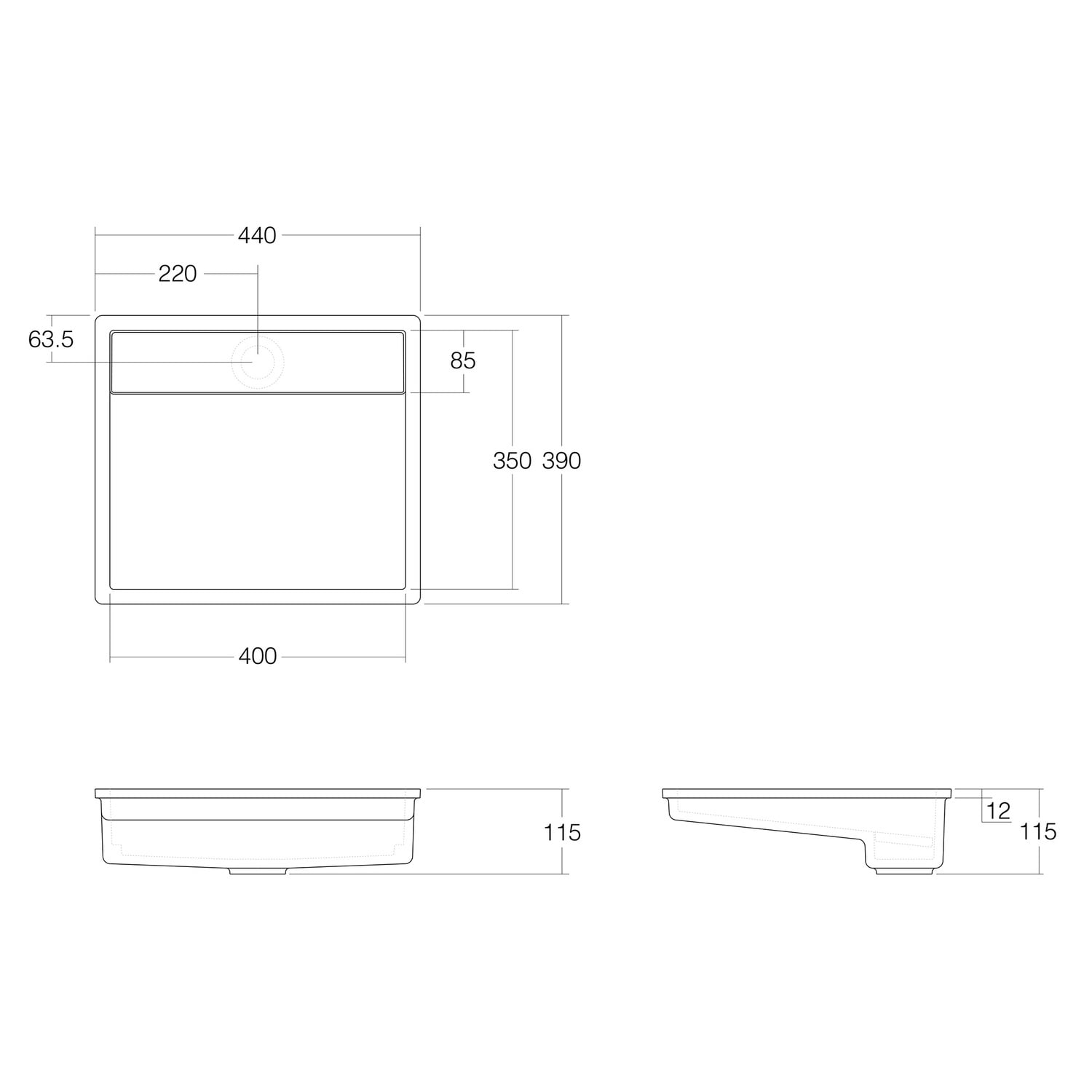 Elba 440mm Matte White Washplane