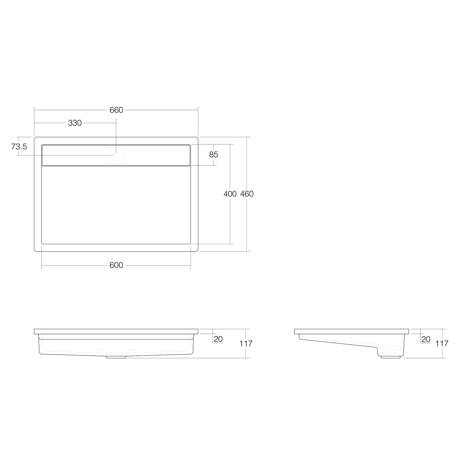 Elba 660mm Matte White Washplane