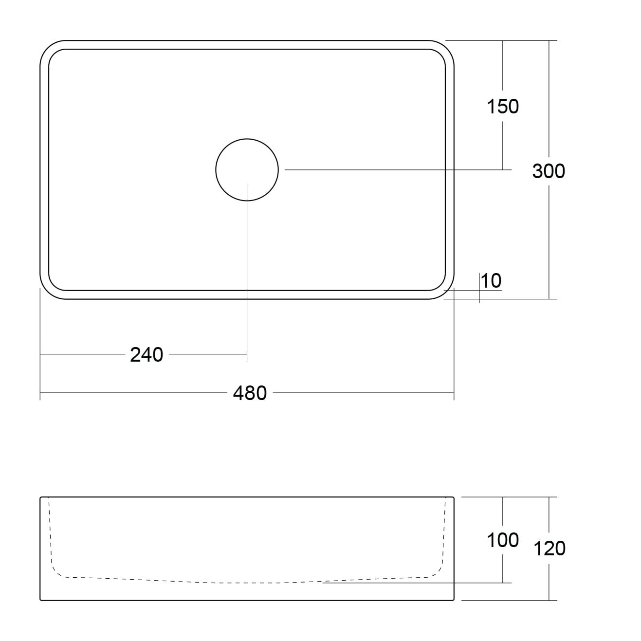 MOD 480mm Matte White Above Counter Basin
