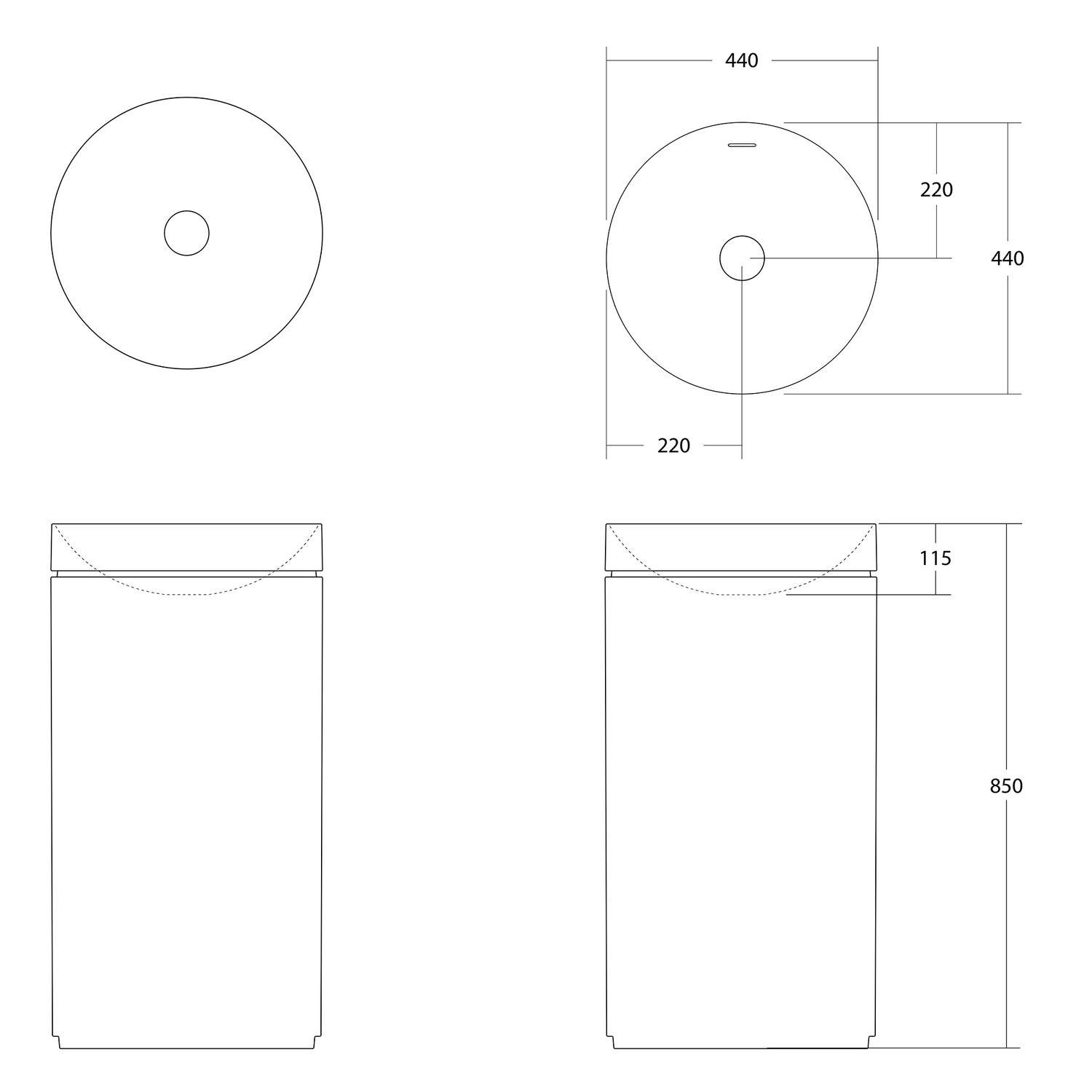 Mono 440mm Freestanding Basin with Overflow