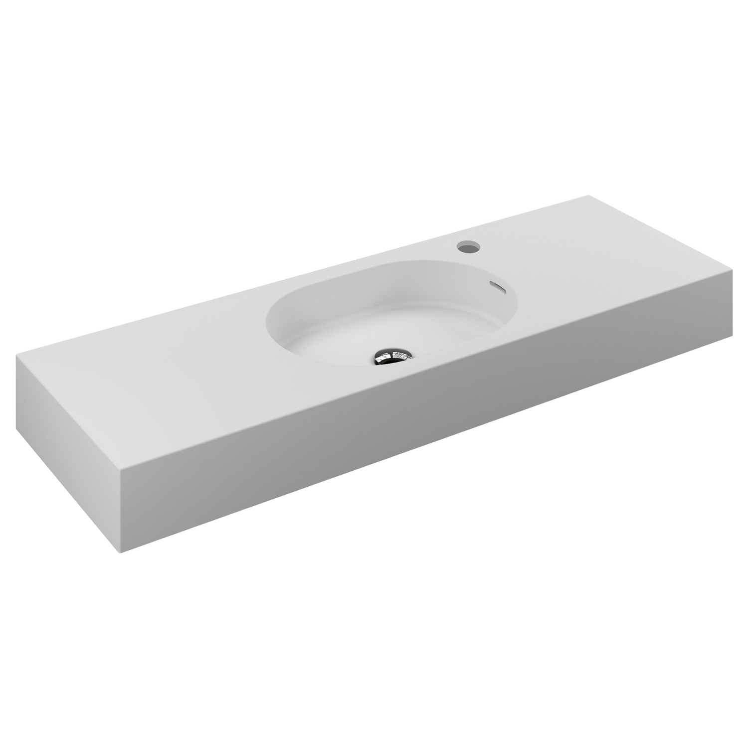 Arki 1200mm Matte White Wall Hung Basin with Overflow