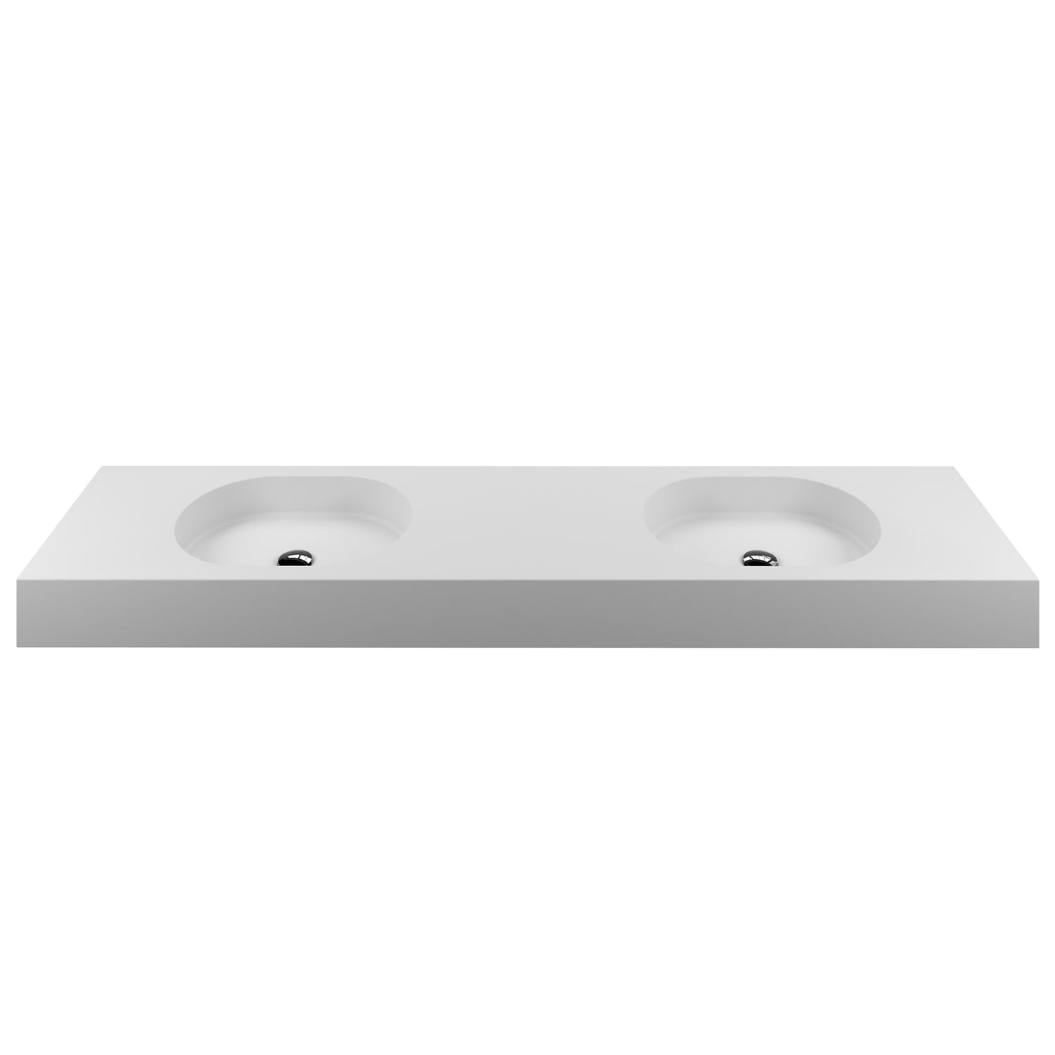 Arki 1800mm Matte White Wall Hung Double Basin with Overflow
