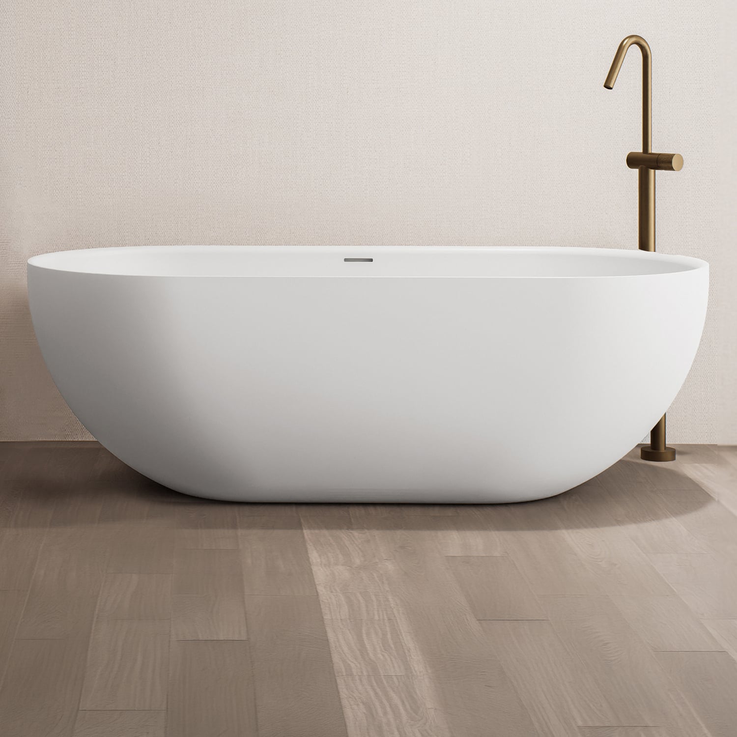 Benna Oval Solid Surface Freestanding Bath with Overflow