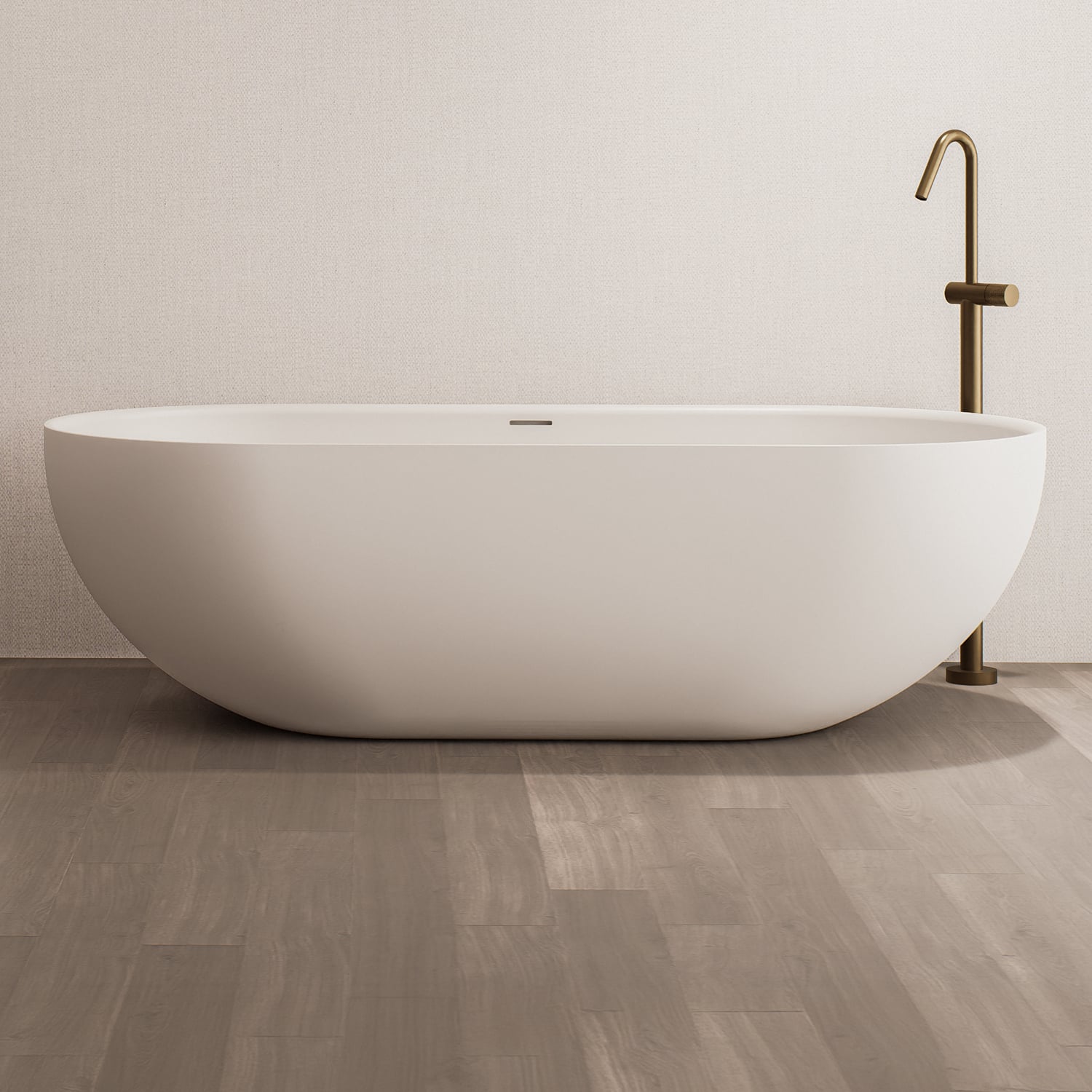 Benna Oval Solid Surface Freestanding Bath with Overflow
