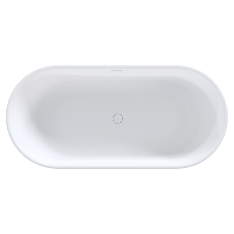 Kanso Matte White Solid Surface Freestanding Bath with Overflow