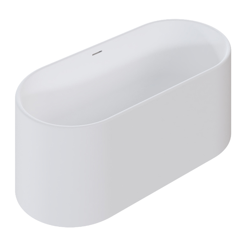 Kanso Matte White Solid Surface Freestanding Bath with Overflow