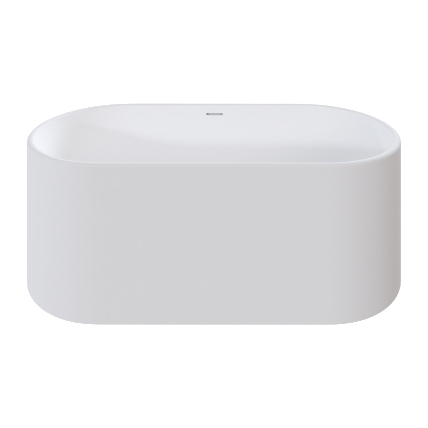 Kanso Matte White Solid Surface Freestanding Bath with Overflow