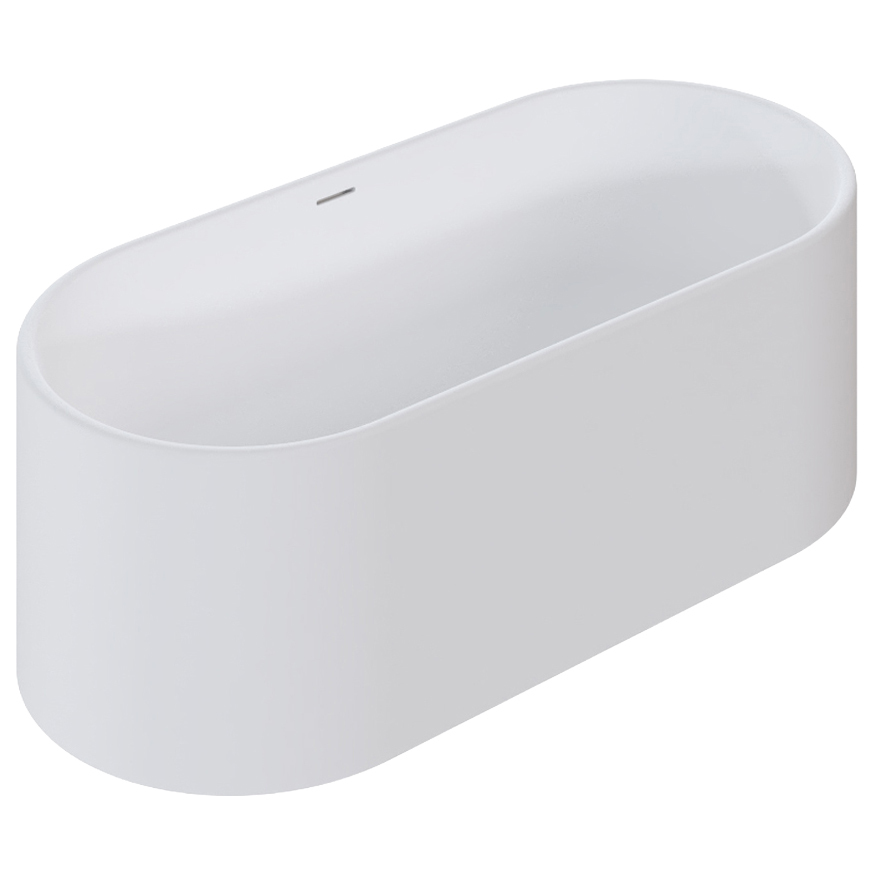 Kanso Matte White Solid Surface Freestanding Bath with Overflow