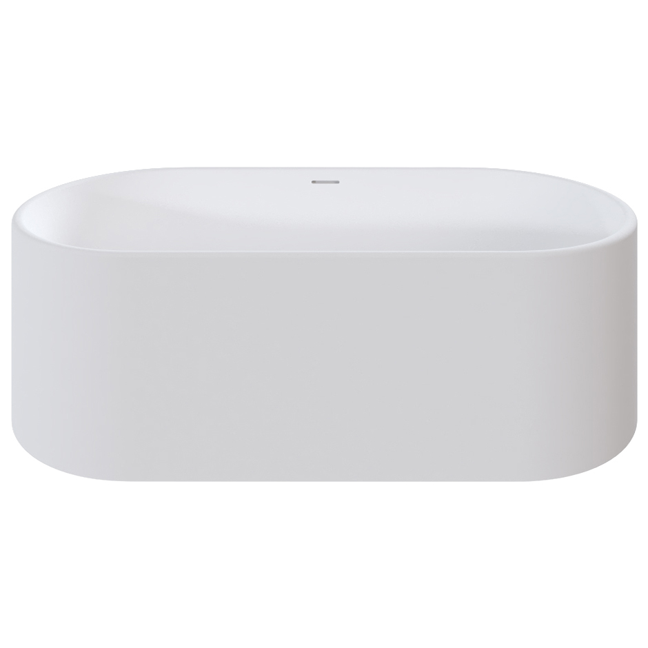 Kanso Matte White Solid Surface Freestanding Bath with Overflow
