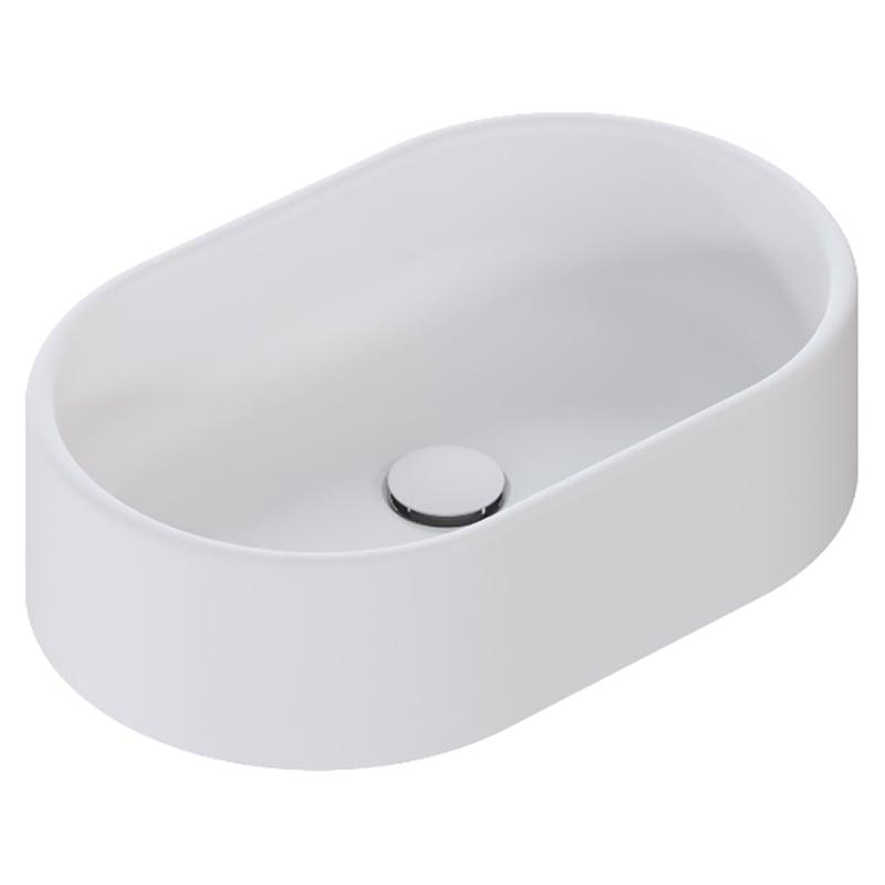 Kanso 500mm Matte White Oval Above Counter Basin